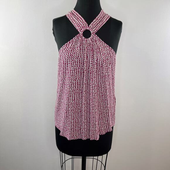 Maeve by Anthropologie Mica Halter Camisole Pink Print Keyhole Neck Sz 6 - Picture 6 of 6
